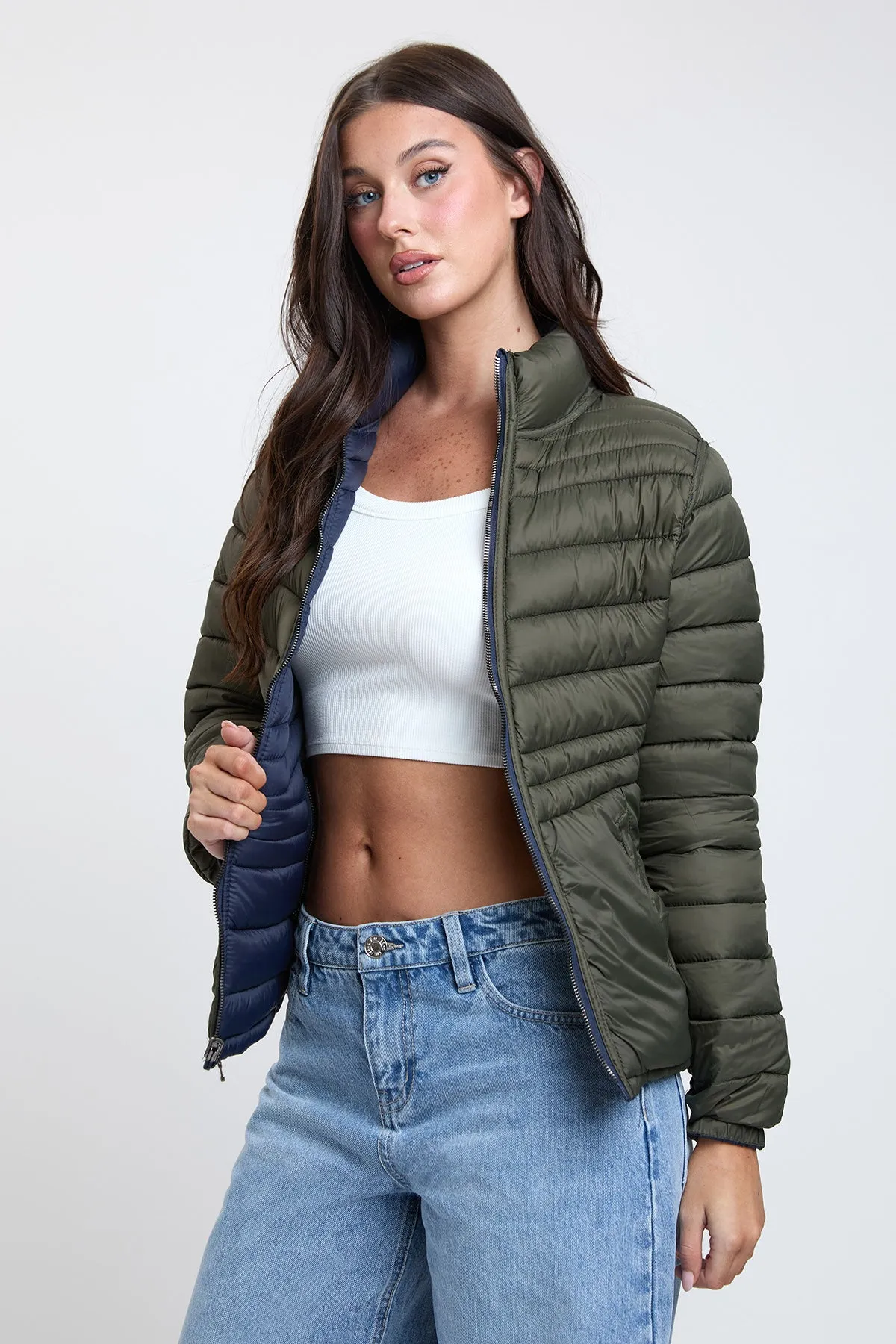 Women's Winter Reversible Fitted Puffer Jacket sold by YMI product image thumbnail 5