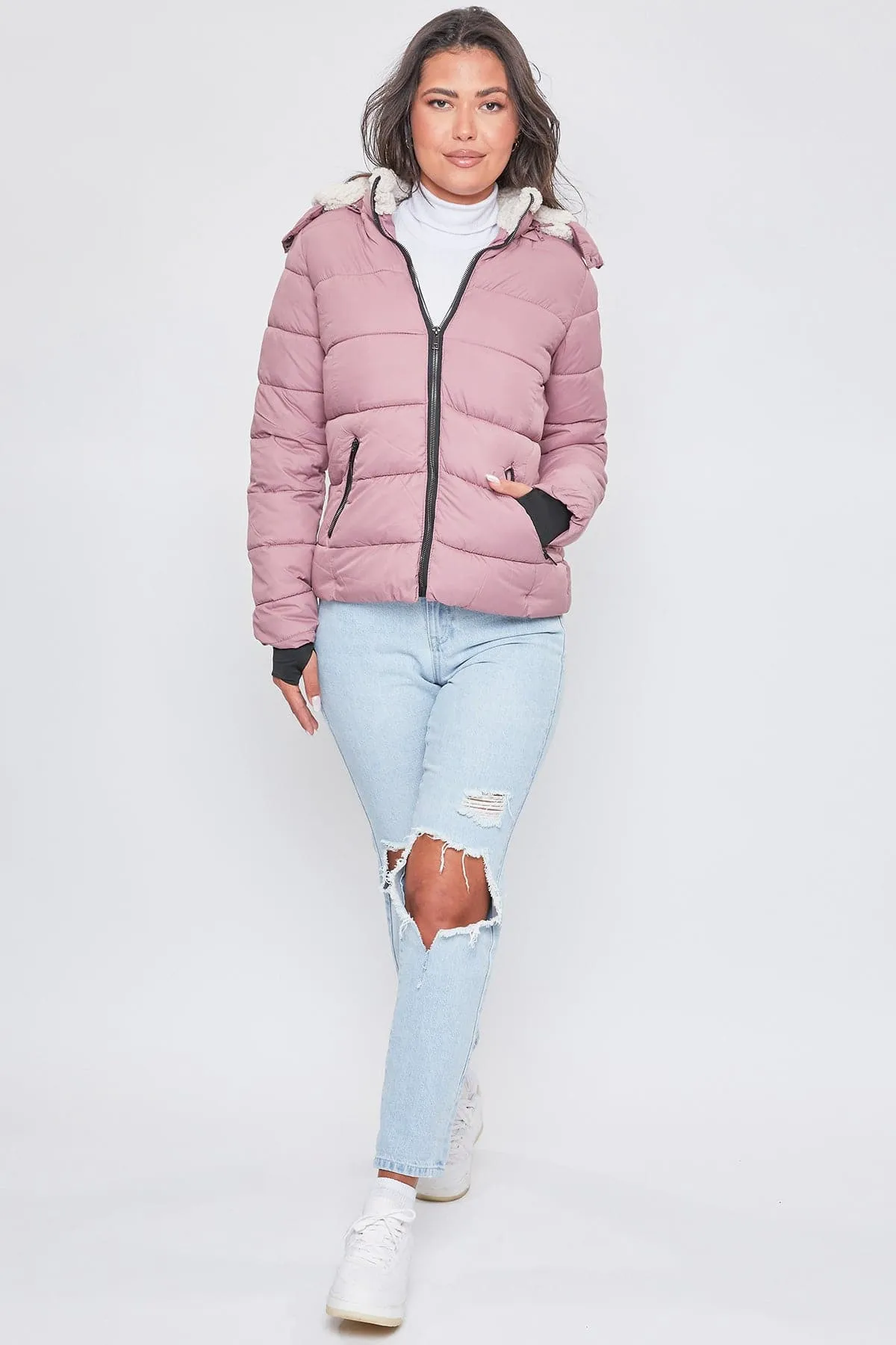 Jacket Puffer With Sherpa Fur Hoodie sold by YMI product image thumbnail 2