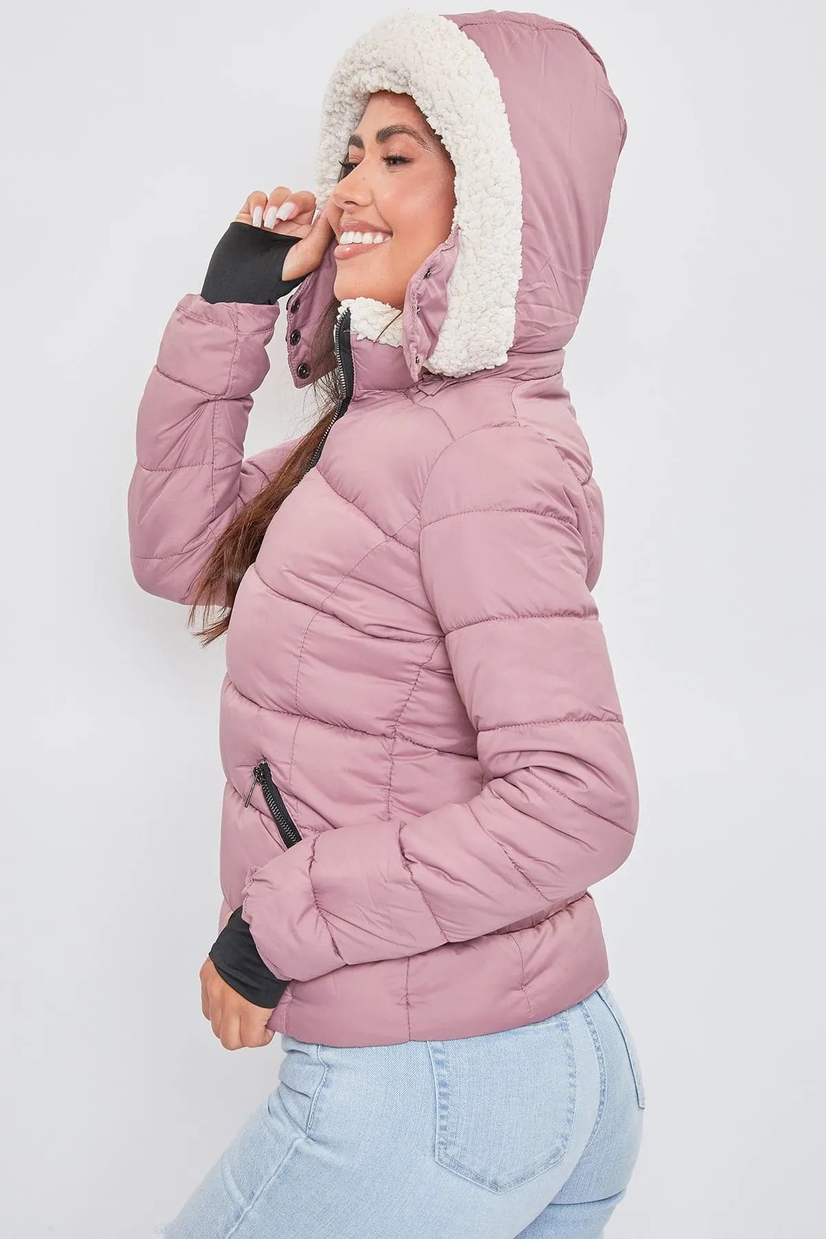 Jacket Puffer With Sherpa Fur Hoodie sold by YMI product image thumbnail 5