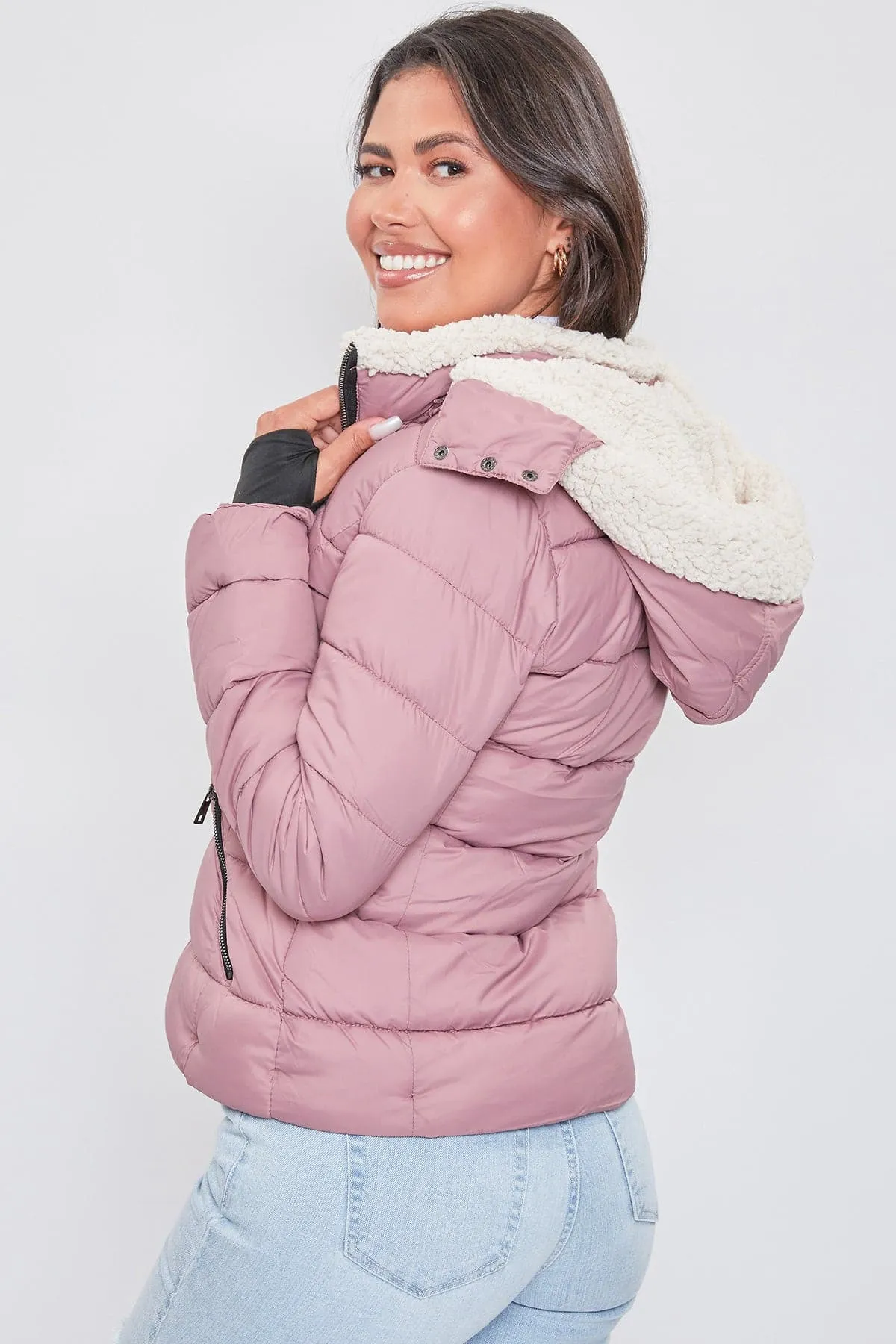 Jacket Puffer With Sherpa Fur Hoodie sold by YMI product image thumbnail 4