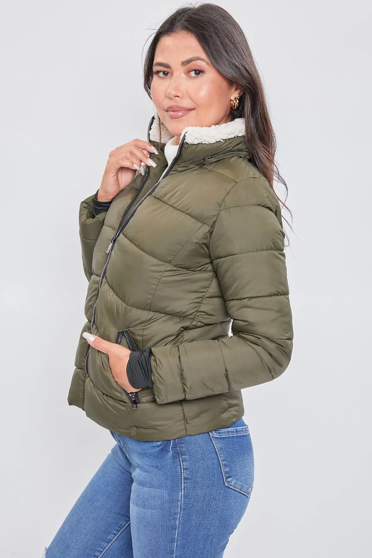 Jacket Puffer With Sherpa Fur Hoodie sold by YMI product image thumbnail 5
