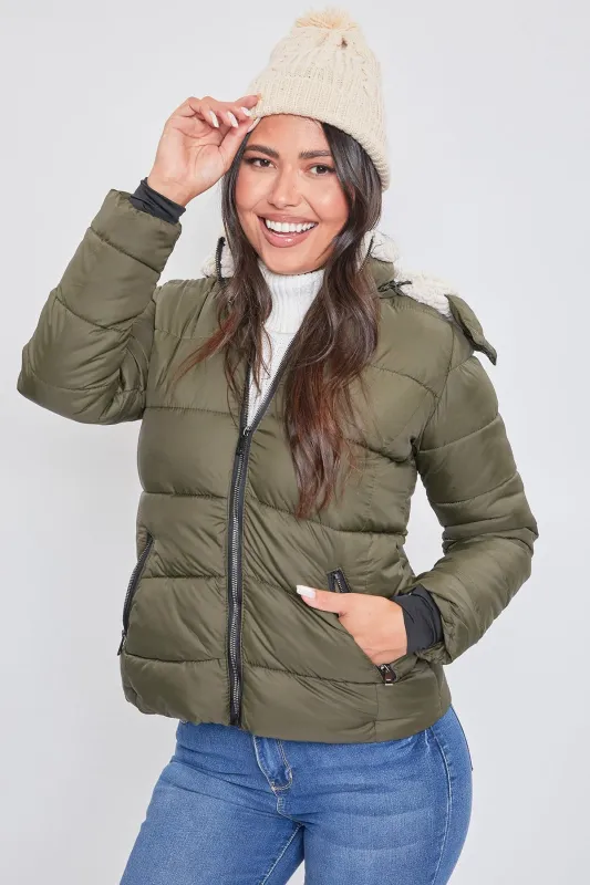 Jacket Puffer With Sherpa Fur Hoodie sold by YMI
