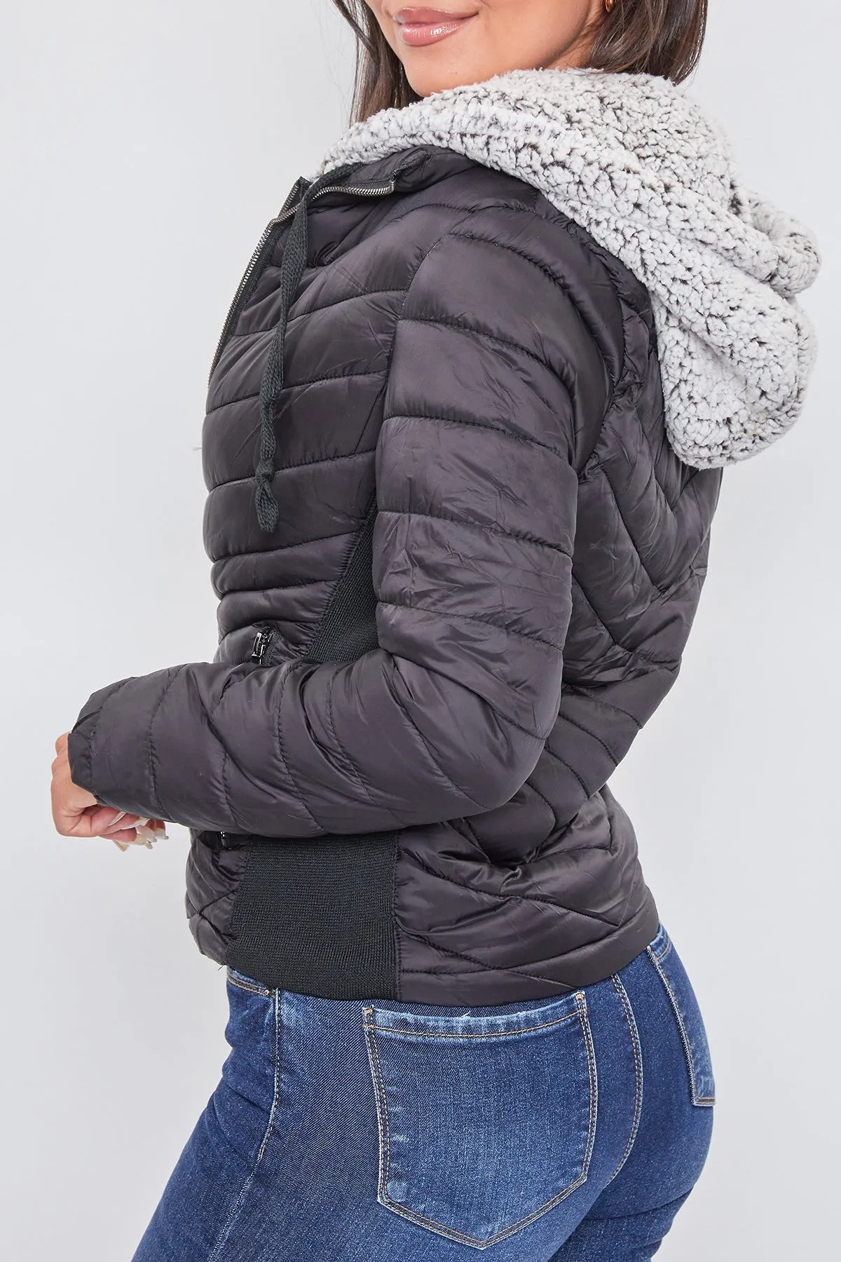 Puffer Jacket With Sherpa Fur Hoodie sold by YMI product image thumbnail 4