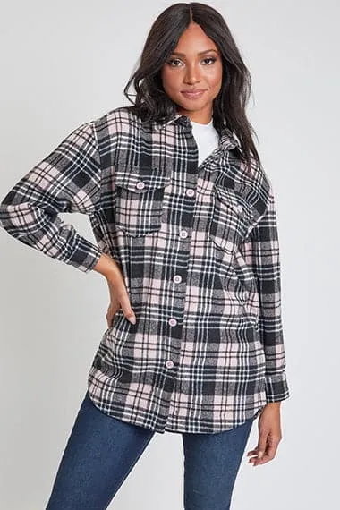 Women's Long Sleeve Plaid Oversized Shacket sold by YMI product image thumbnail 2