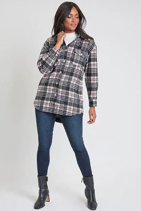 Women's Long Sleeve Plaid Oversized Shacket sold by YMI