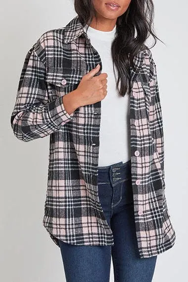 Women's Long Sleeve Plaid Oversized Shacket sold by YMI product image thumbnail 3