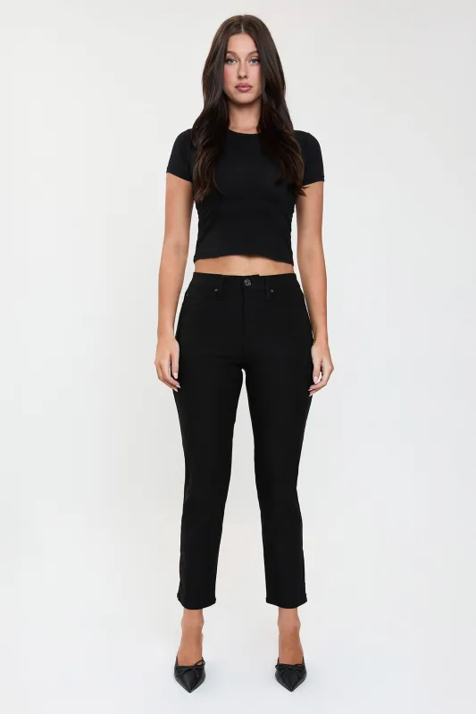Women's High Rise Hyperstretch Cropped Straight Pants sold by YMI