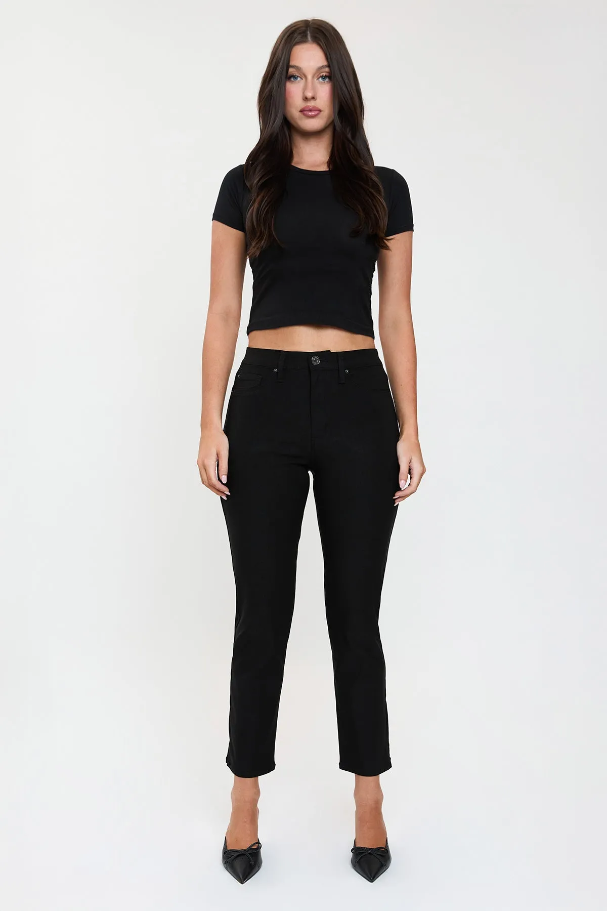 Women's High Rise Hyperstretch Cropped Straight Pants sold by YMI