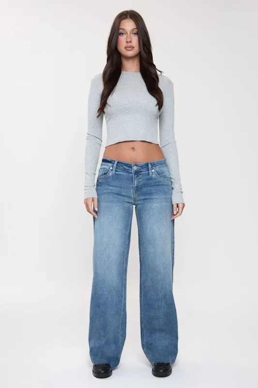 Women's Britney Low Rise Wide Leg Jeans sold by YMI