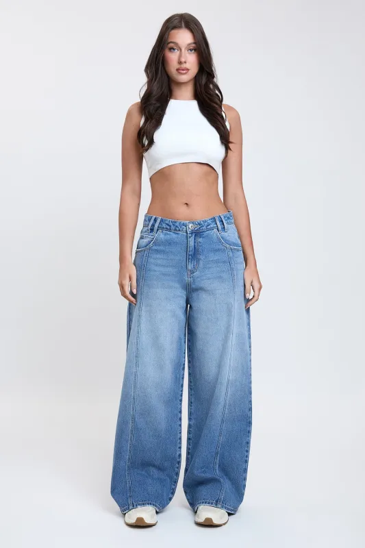 Women's Relaxed Extra Baggy Wide Leg Jeans sold by YMI