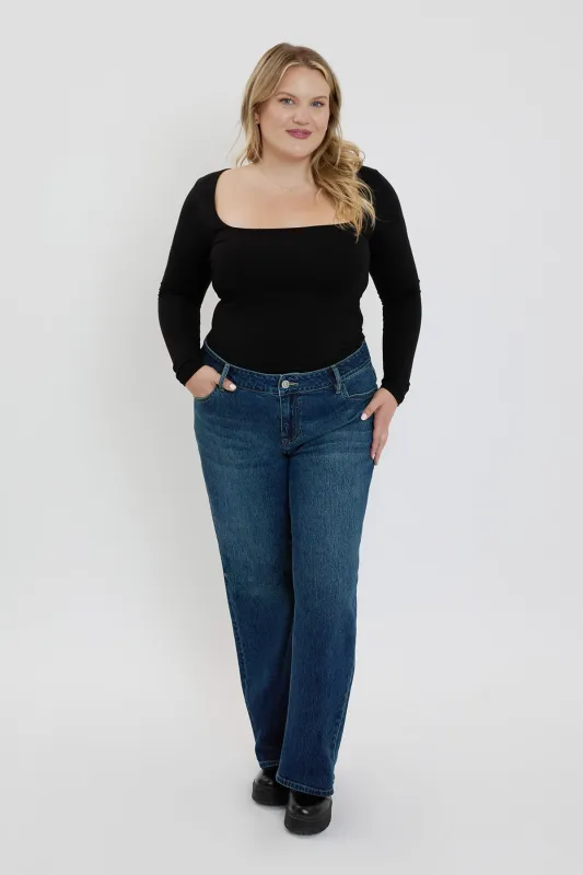 Women's Plus Britney Low Rise Wide Leg Jeans sold by YMI