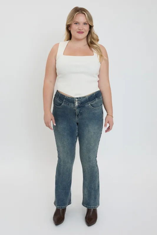 Women's Plus 3-Button Bootcut Jeans sold by YMI