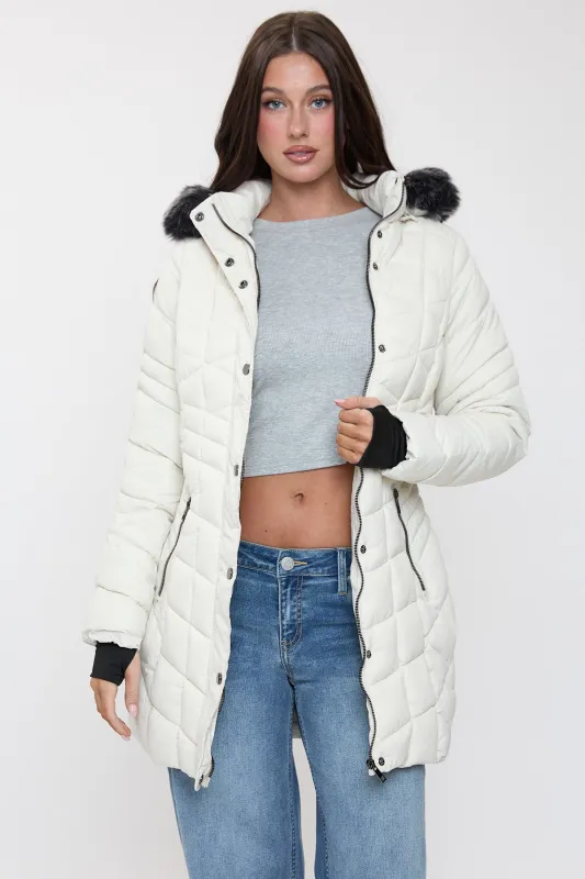 Women's Long Quilted Puffer Jacket sold by YMI