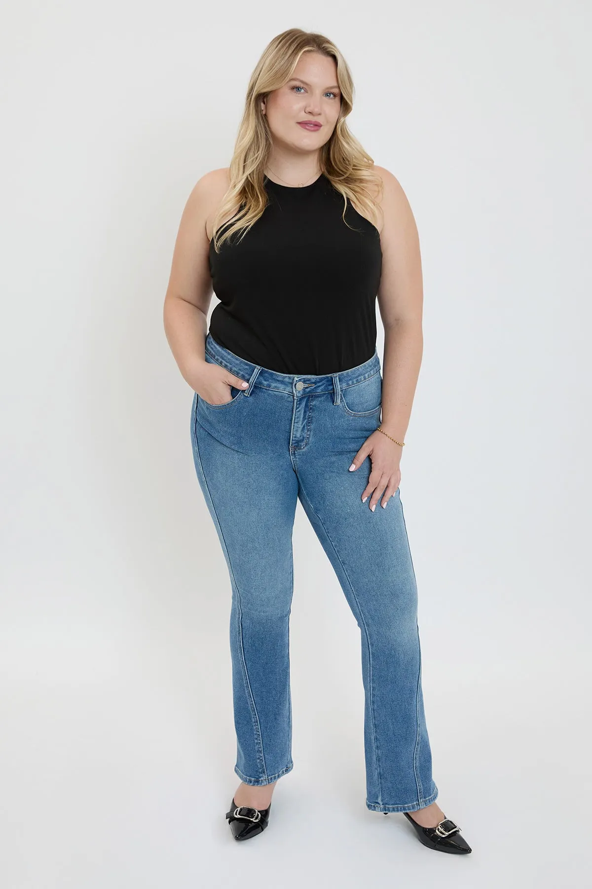 Women's Plus Curve Seam Flare Jeans sold by YMI product image thumbnail 5