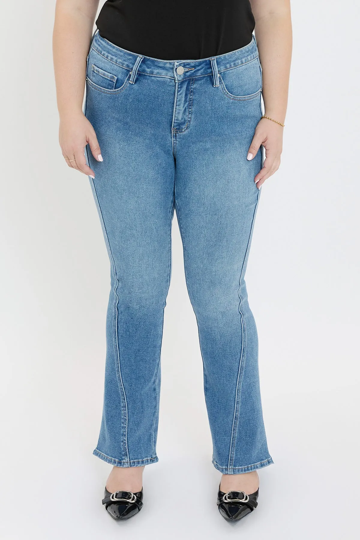 Women's Plus Curve Seam Flare Jeans sold by YMI product image thumbnail 2