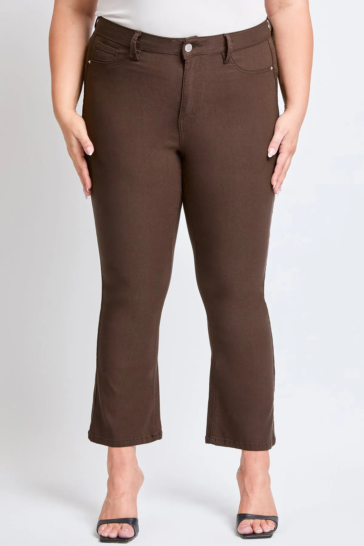 Women's Plus Hyperstretch Cropped Kick Flare Pants, Cocoa sold by YMI product image thumbnail 2