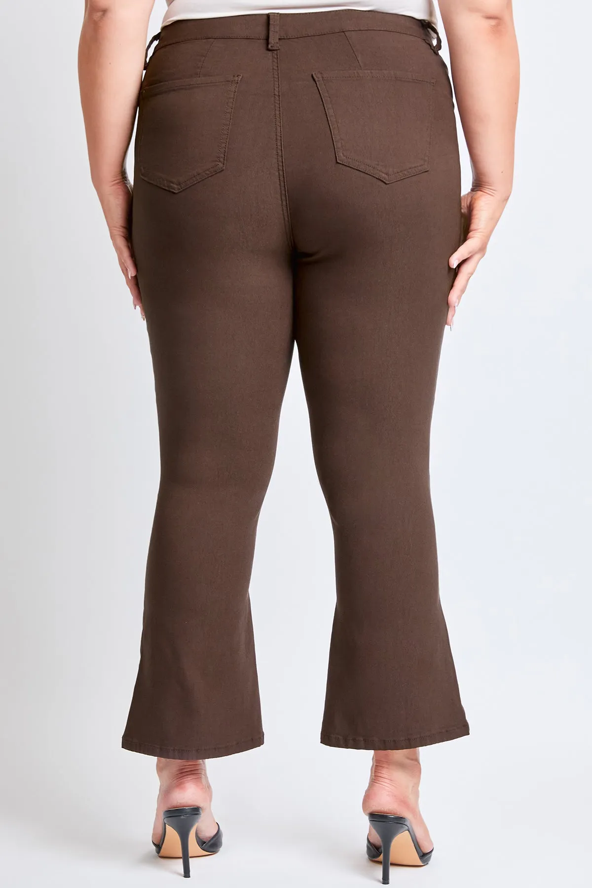 Women's Plus Hyperstretch Cropped Kick Flare Pants, Cocoa sold by YMI product image thumbnail 4