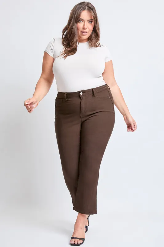 Women's Plus Hyperstretch Cropped Kick Flare Pants, Cocoa sold by YMI