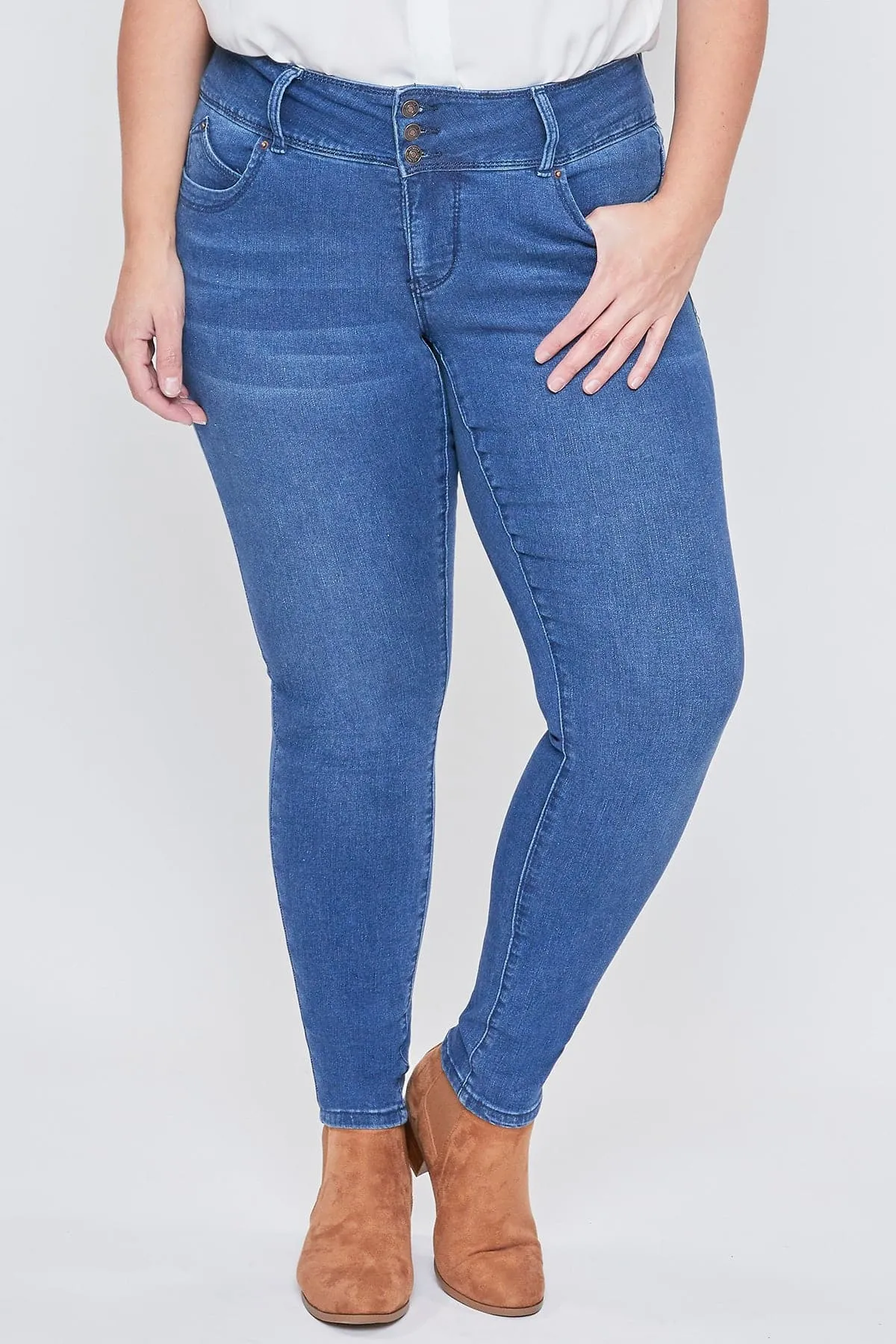 Women's Plus Size WannaBettaButt Sustainable Skinny Jeans sold by YMI product image thumbnail 4