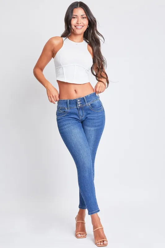 Women's 3 Button Sustainable WannaBettaButt Skinny Jeans sold by YMI
