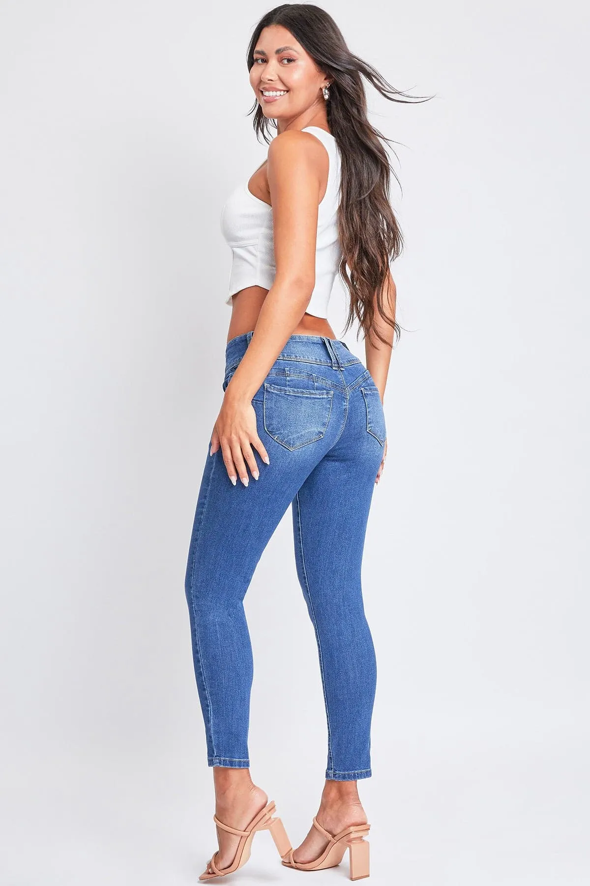 Women's 3 Button Sustainable WannaBettaButt Skinny Jeans sold by YMI product image thumbnail 2