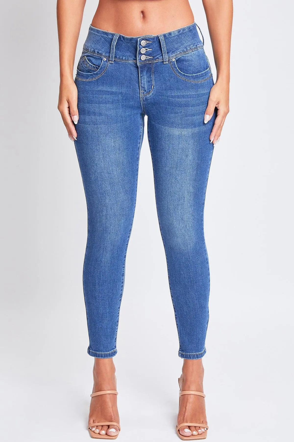 Women's 3 Button Sustainable WannaBettaButt Skinny Jeans sold by YMI product image thumbnail 3