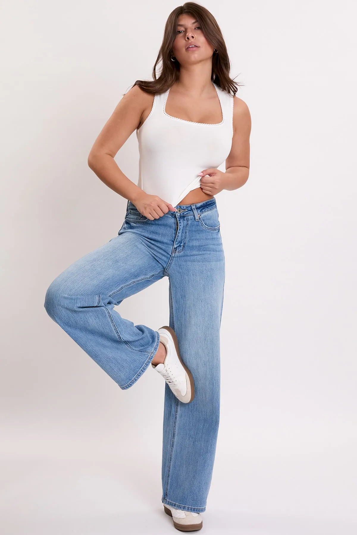 Women's Wide Leg Luxe Bella Jeans sold by YMI product image thumbnail 4