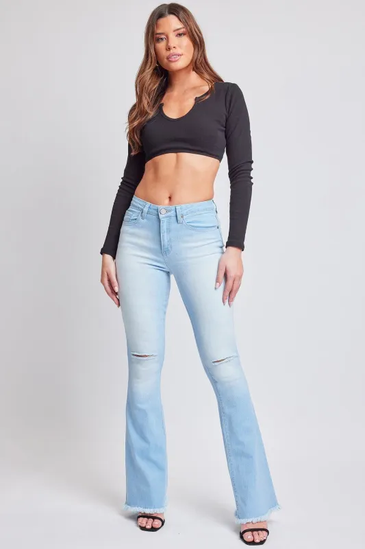 Women's Essential  Super Flare High Rise Jeans-Long Inseam sold by YMI