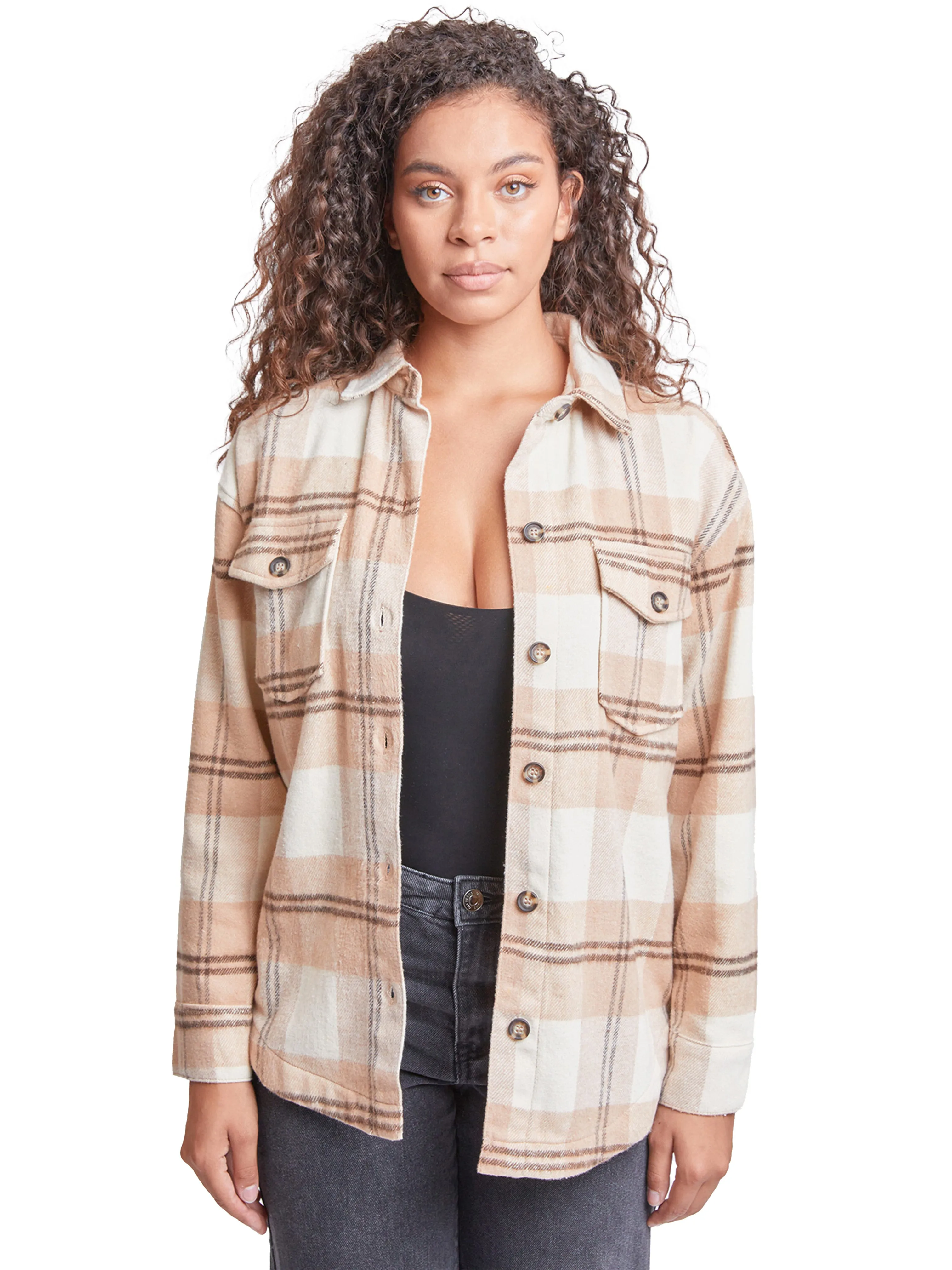 Women's Oversized Flannel Plaid Shacket sold by YMI product image thumbnail 3