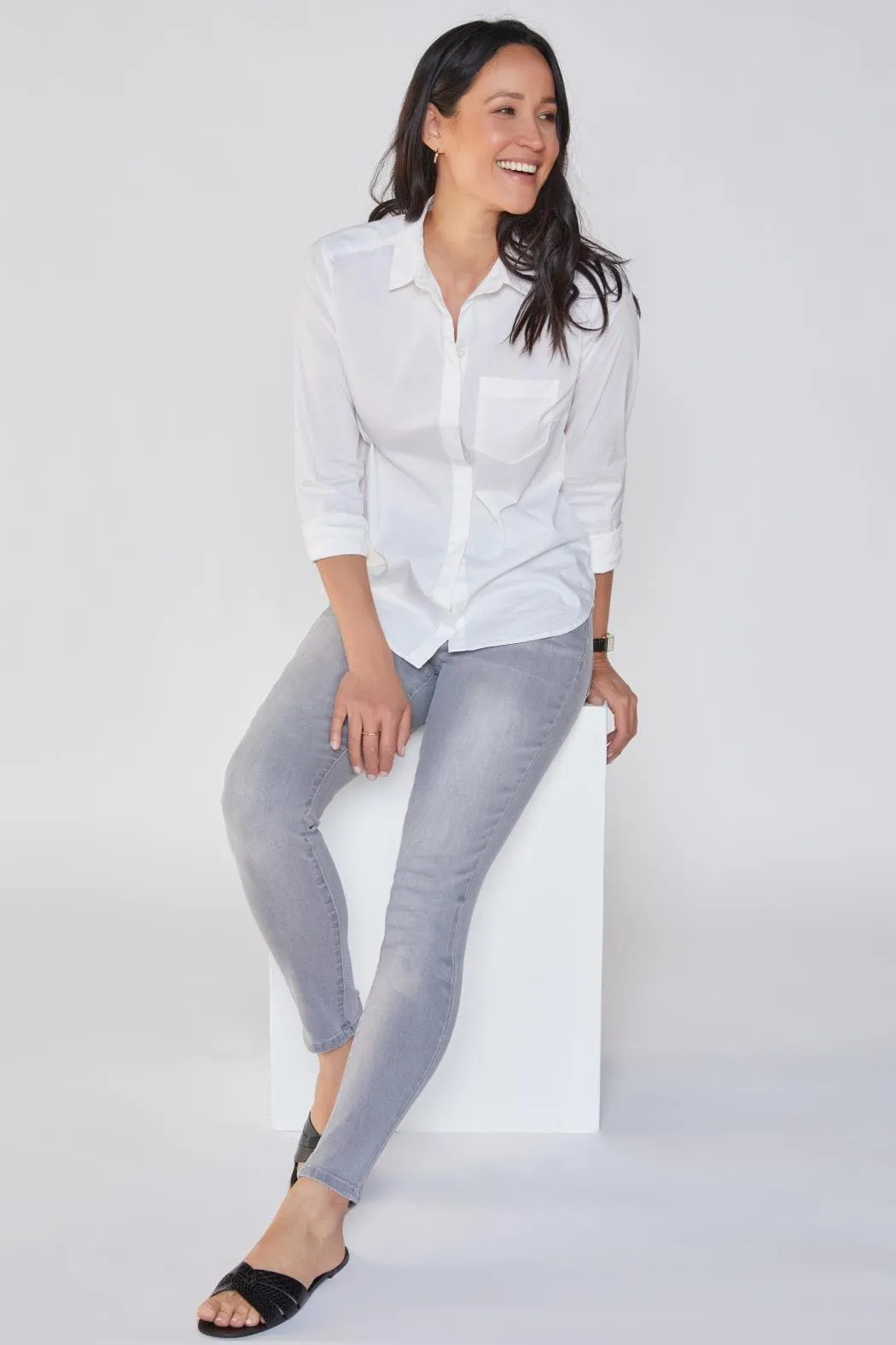 Women's Curvy Fit High Rise Skinny Sustainable Jeans sold by YMI