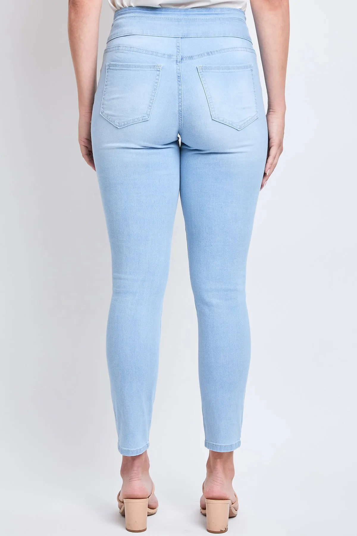 Women's High Rise 3 Button Stacked Waistband Skinny Sustainable Jeans sold by YMI product image thumbnail 3