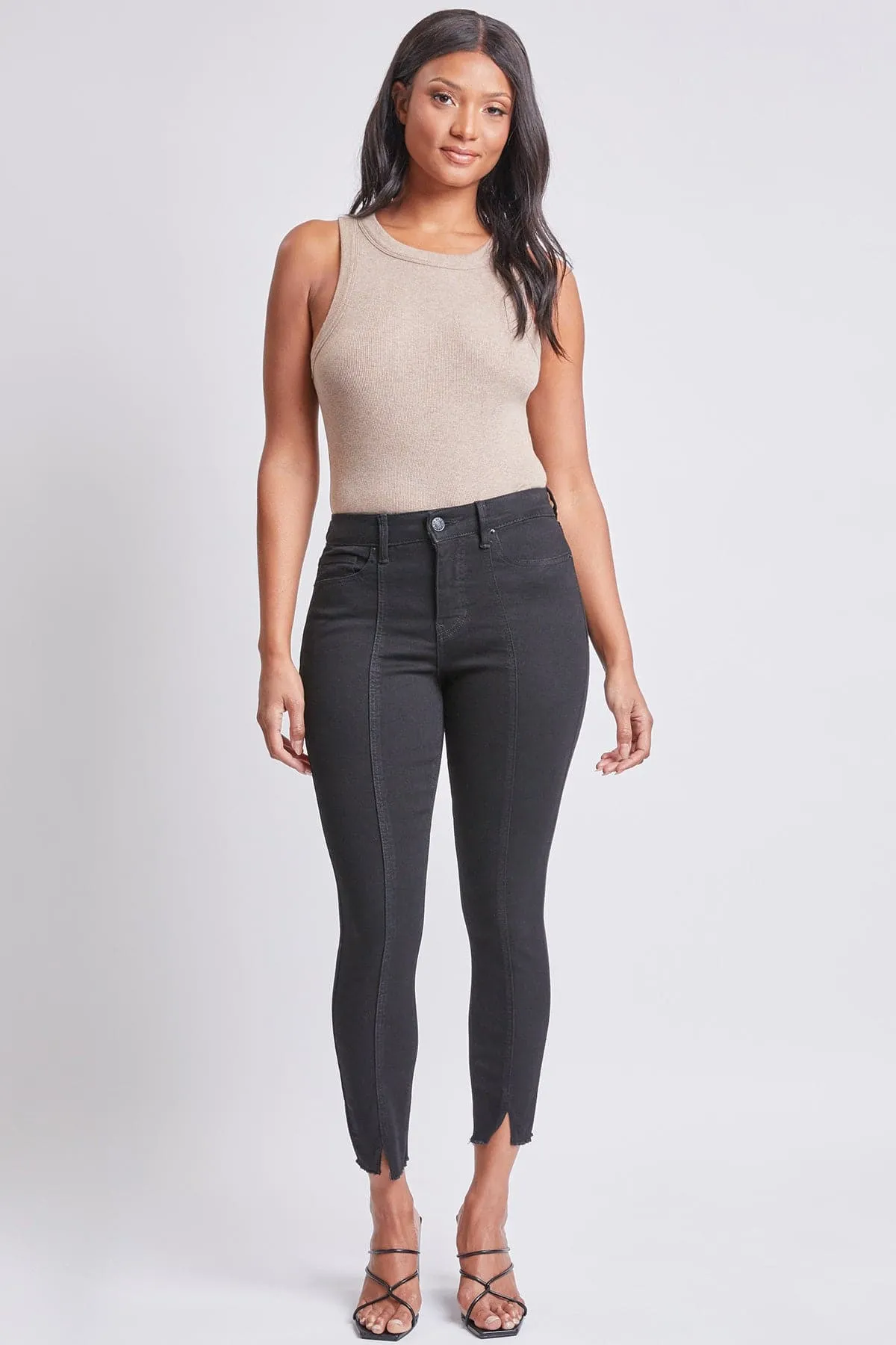 Women's Skinny With Front Seam and Slit Detail High Rise Lifestyle Collection Jeans sold by YMI