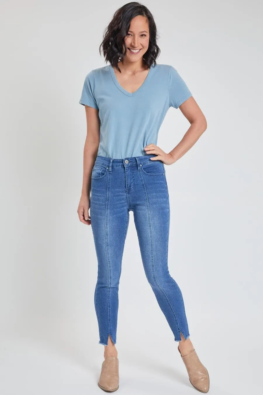 Women's High Rise Skinny With Front Seam and Slit Detail Lifestyle Collection Jeans sold by YMI product image thumbnail 2