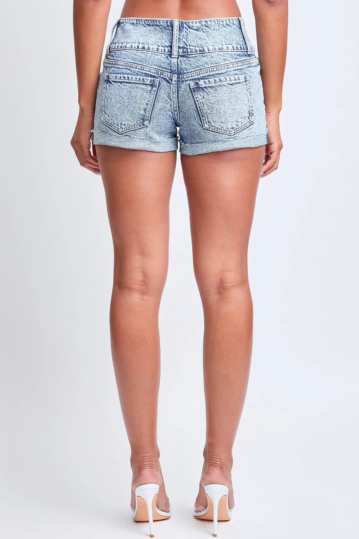 Women's 3 Button Raw Cuffed Hem Mid Rise Shorts sold by YMI product image thumbnail 5