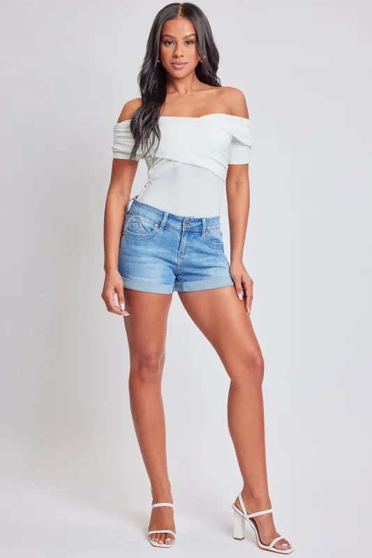 Women's WannaBettaButt Cuffed Denim Cuffed Shorts sold by YMI