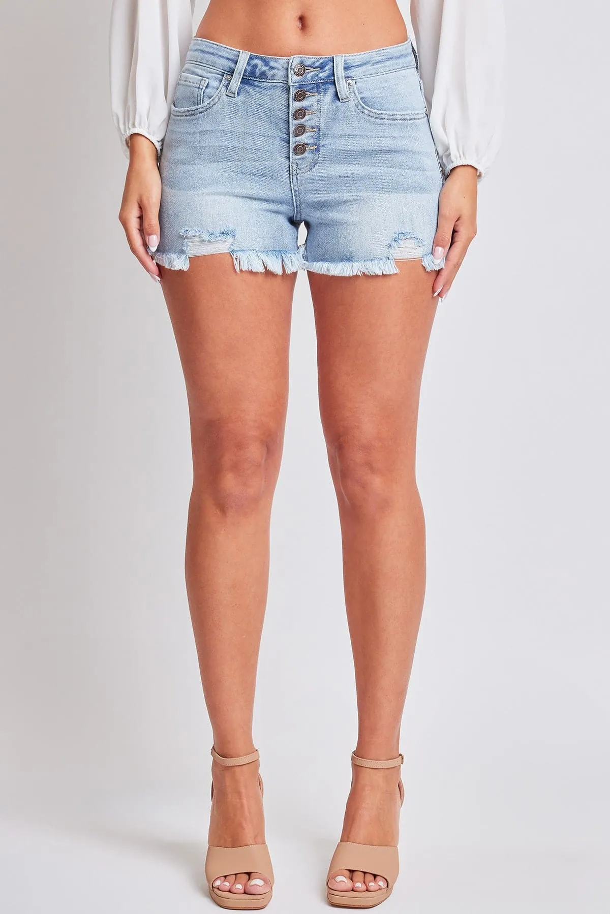 Women's Luxe Fray Hem Denim High Rise Short sold by YMI product image thumbnail 4