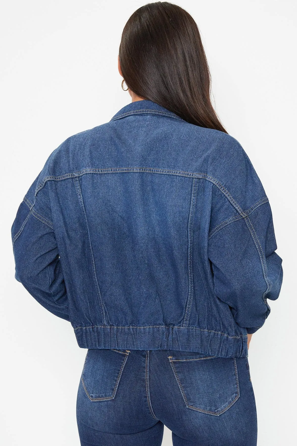 Women's 80's Style Denim With Elastic Hem Jacket sold by YMI product image thumbnail 3