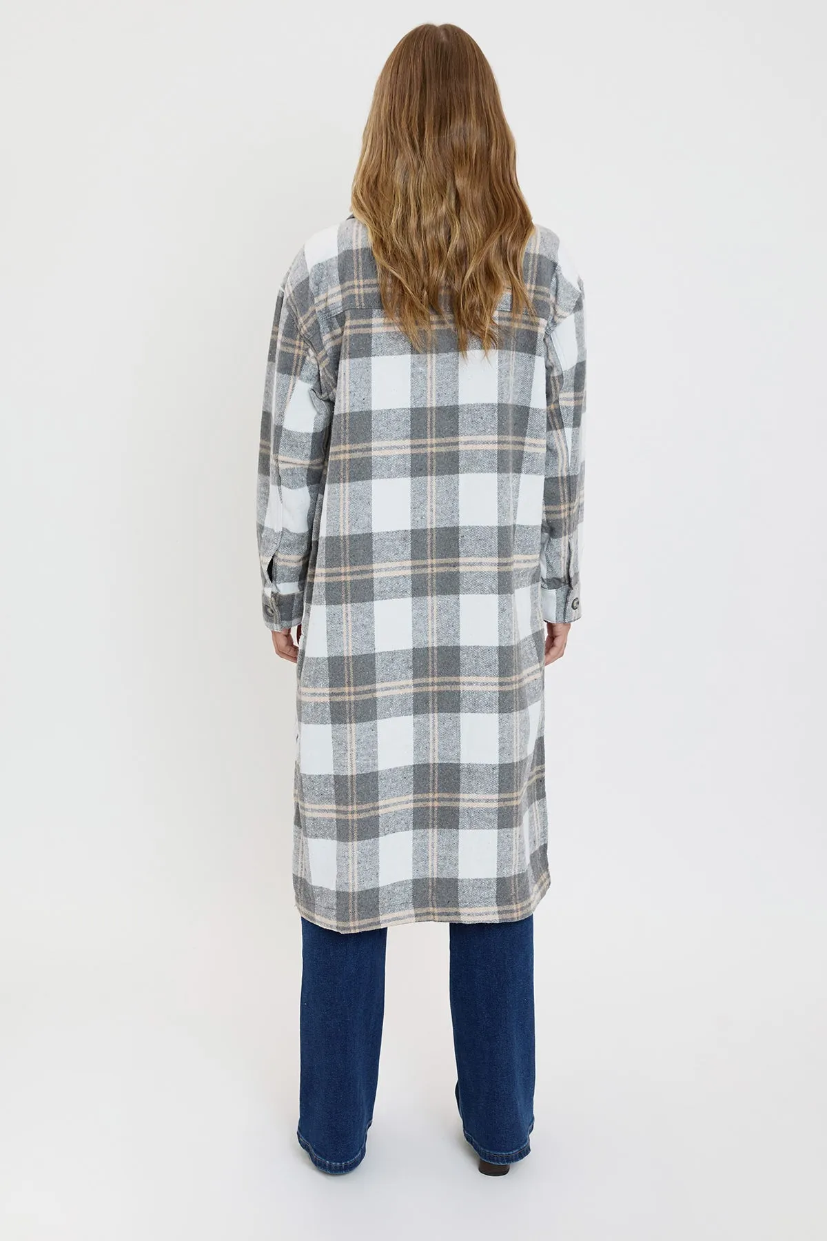 Women's Plaid Long Duster Shacket sold by YMI product image thumbnail 4