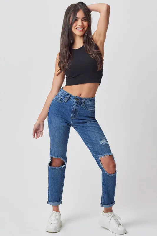 Women's Mom Fit Hybrid Dream  Ankle Jeans sold by YMI