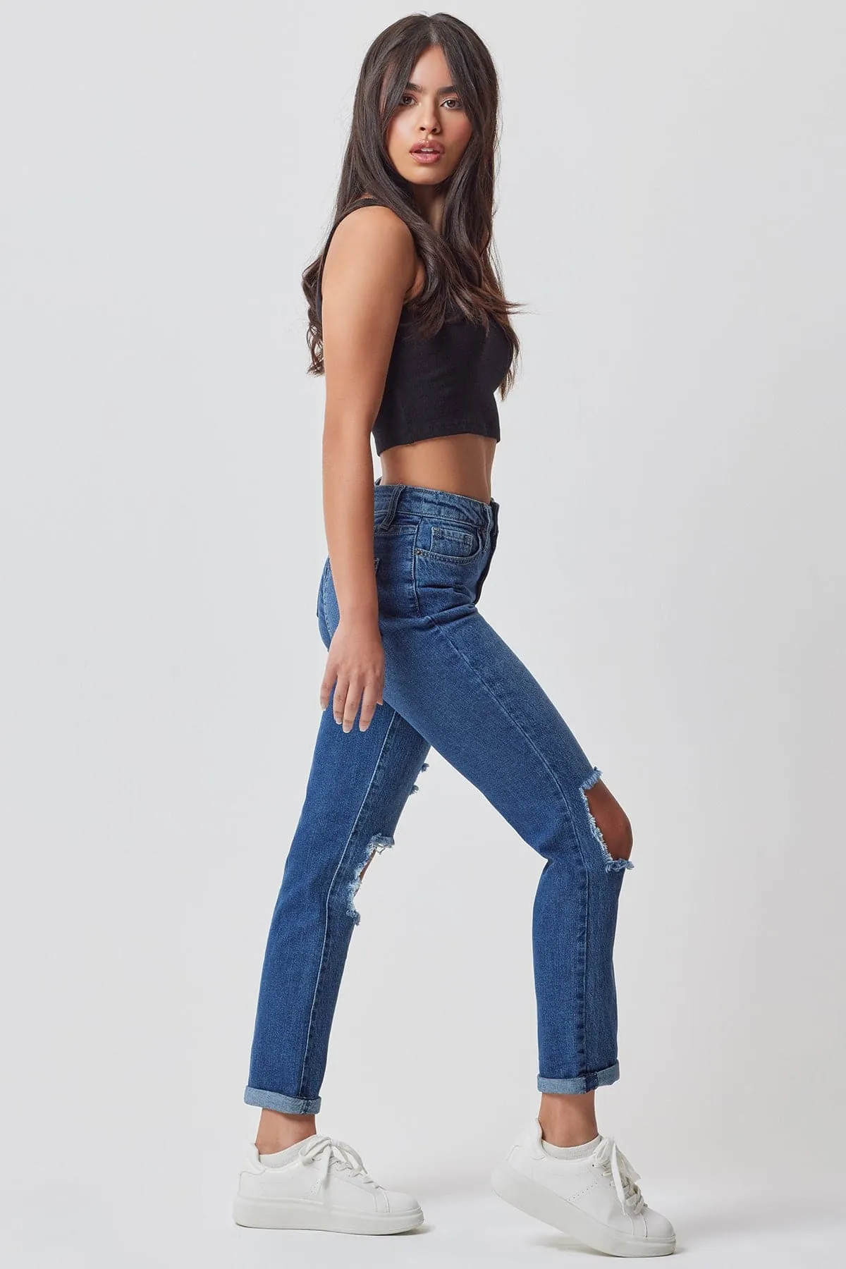 Women's Mom Fit Hybrid Dream Ankle Jeans sold by YMI product image thumbnail 4