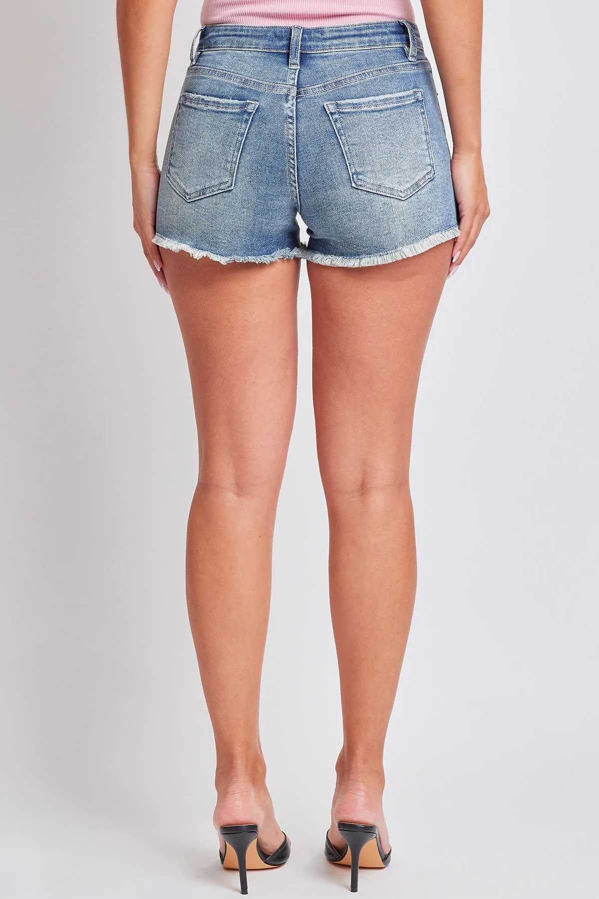 Women's Luxe Fray Hem Denim Low Rise Shorts sold by YMI product image thumbnail 4