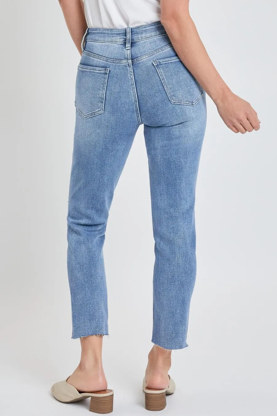 Women's Vintage Wash Straight Ankle Ripped Jean with Frayed Hem sold by YMI product image thumbnail 4