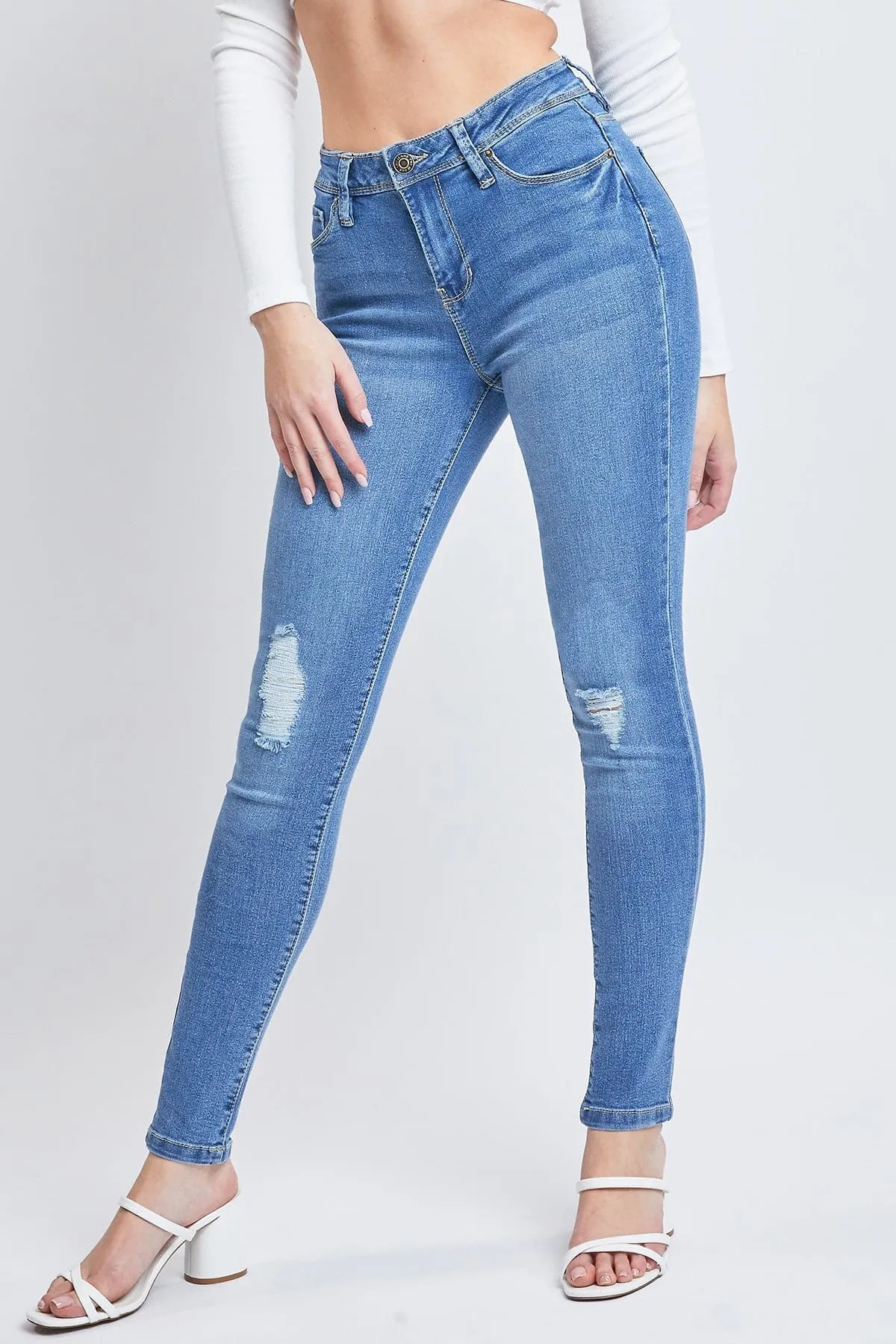 Women's Essential Sustainable Distressed Skinny Jeans sold by YMI product image thumbnail 4