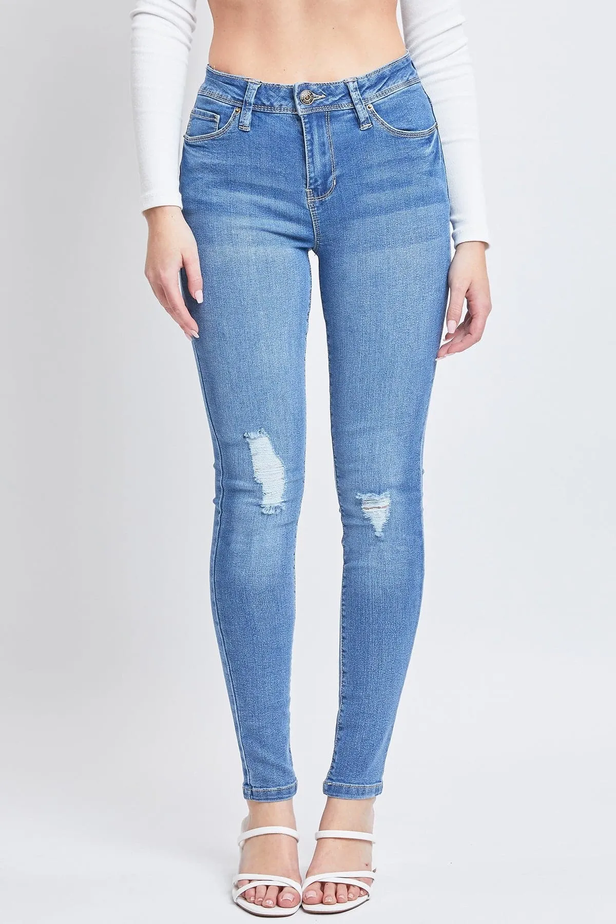 Women's Essential Sustainable Distressed Skinny Jeans sold by YMI product image thumbnail 2