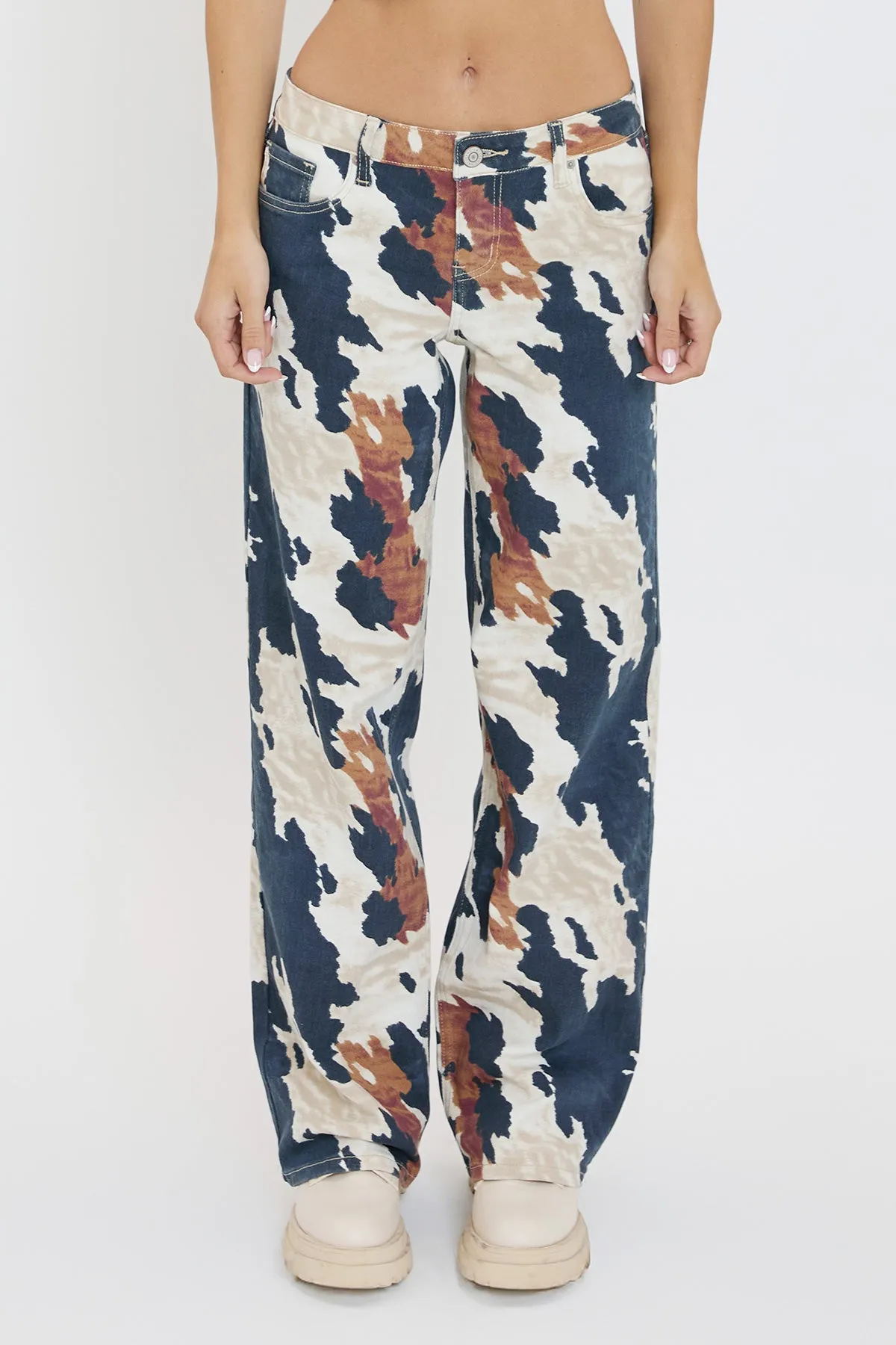 Women's Wide Leg Britney Printed Low Rise Jeans sold by YMI product image thumbnail 3