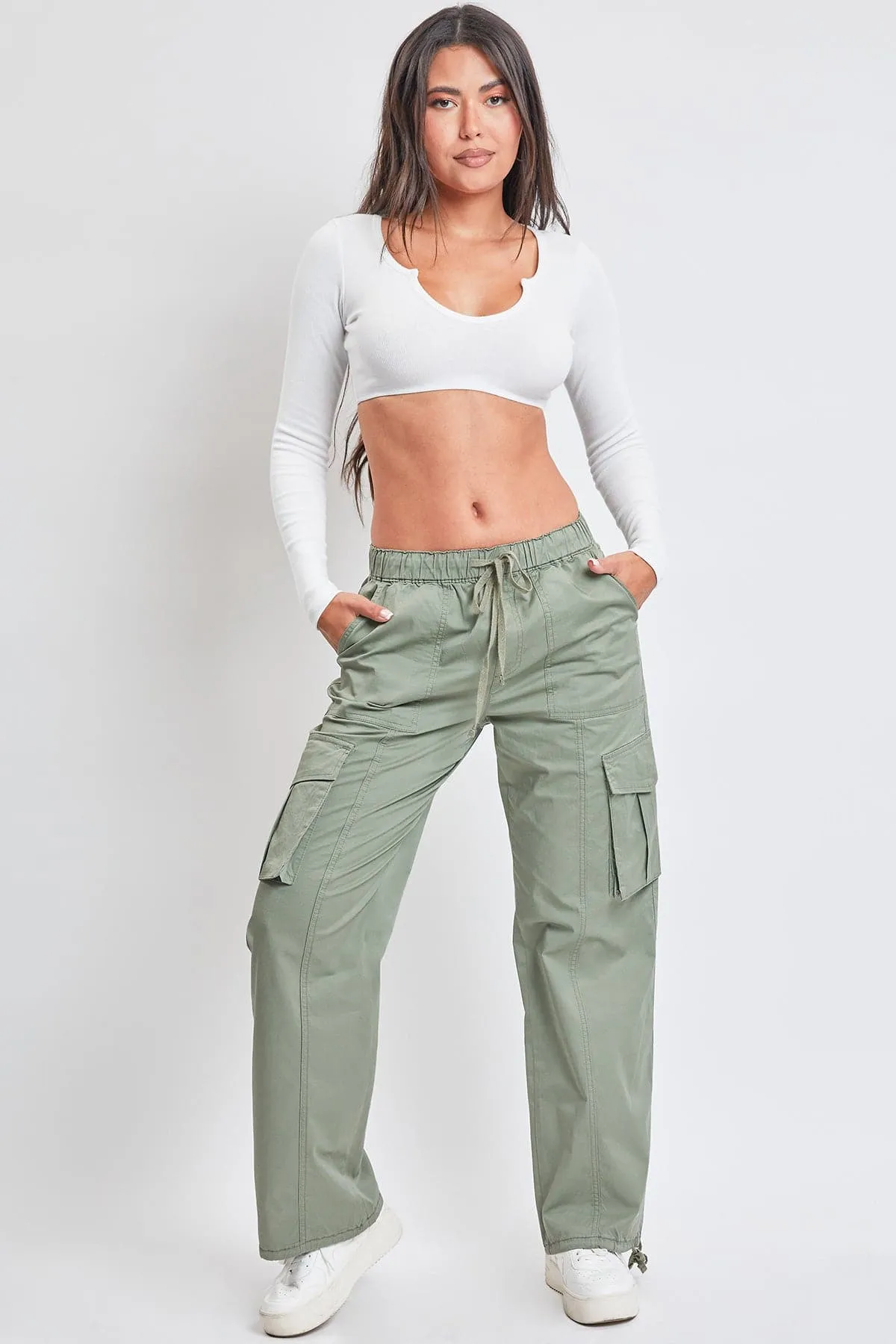 Women's Mid Rise Pull On Cargo Pants sold by YMI