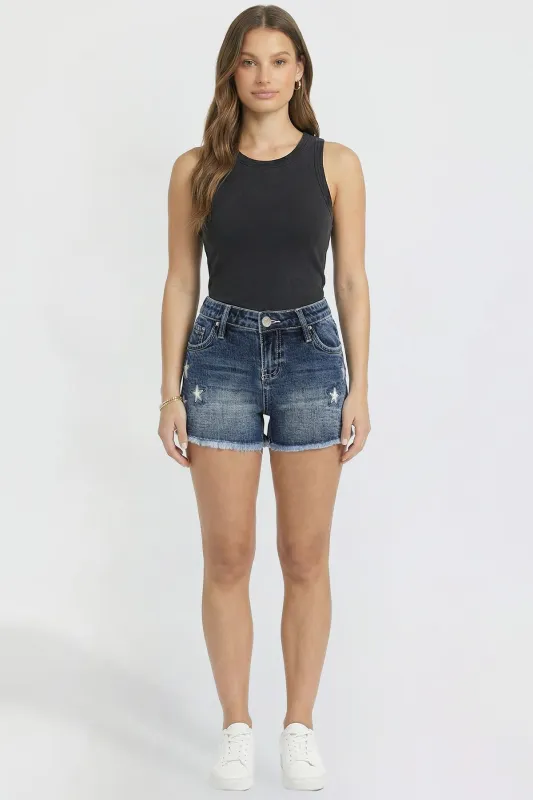 Women's Americana Star Patch Denim Shorts made by YMI