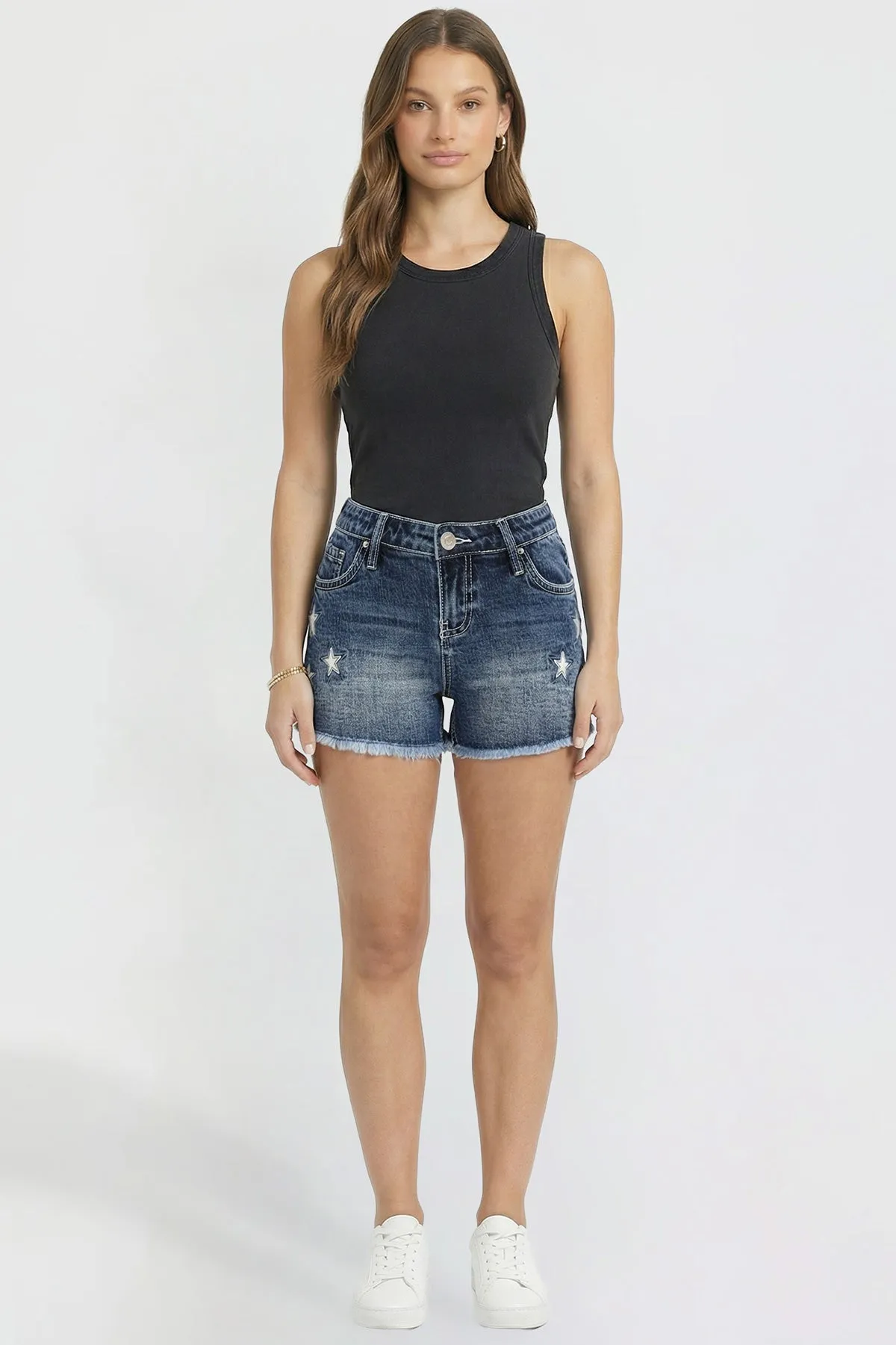 Women's Americana Star Patch Denim Shorts sold by YMI