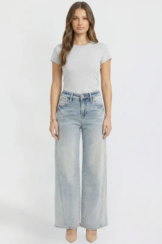 Women's Bella Wide Leg Jeans with Seam Detail sold by YMI