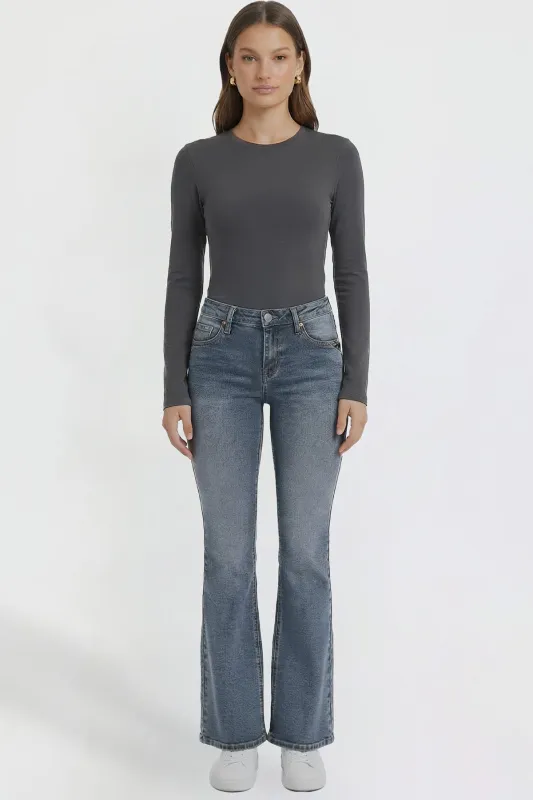 Women's Bootcut Jeans with Cross Hatch Detail sold by YMI